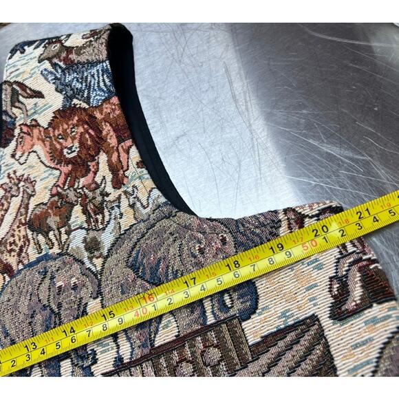 VTG 90s Bobbie Brooks Noah's Ark Animals Buttoned Vest Sz M Tapestry Boho Whimsy - Picture 6 of 7